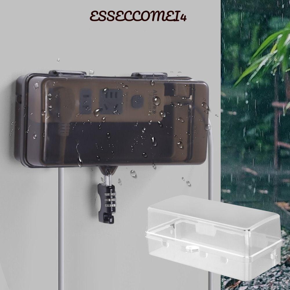 กล่องปลั๊ก ESSECCOMEI4, ฝาครอบตะกั่วส่วนต่อขยายกันน้ําพลาสติก, แบบพกพาป้องกัน Outlet Anti-theft Weatherproof กล่องการจัดการสายเคเบิลกลางแจ้ง