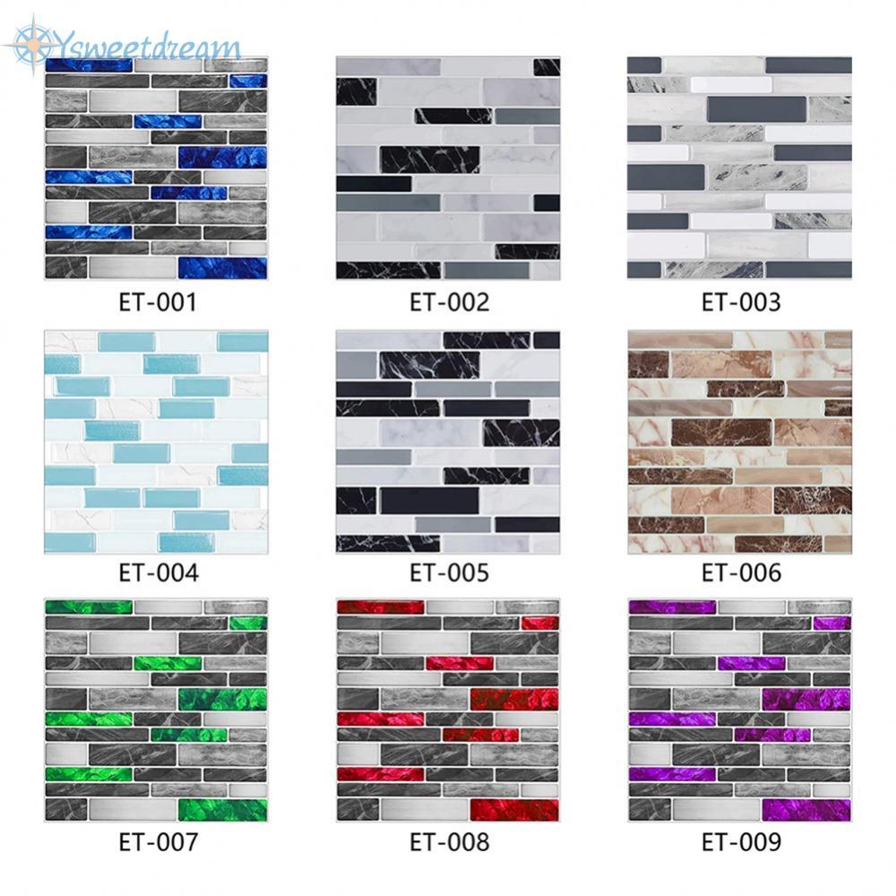 【SWTDRM】Self Adhesive Tile Stickers 10Pcs Waterproof Backsplash for Kitchen Bathroom