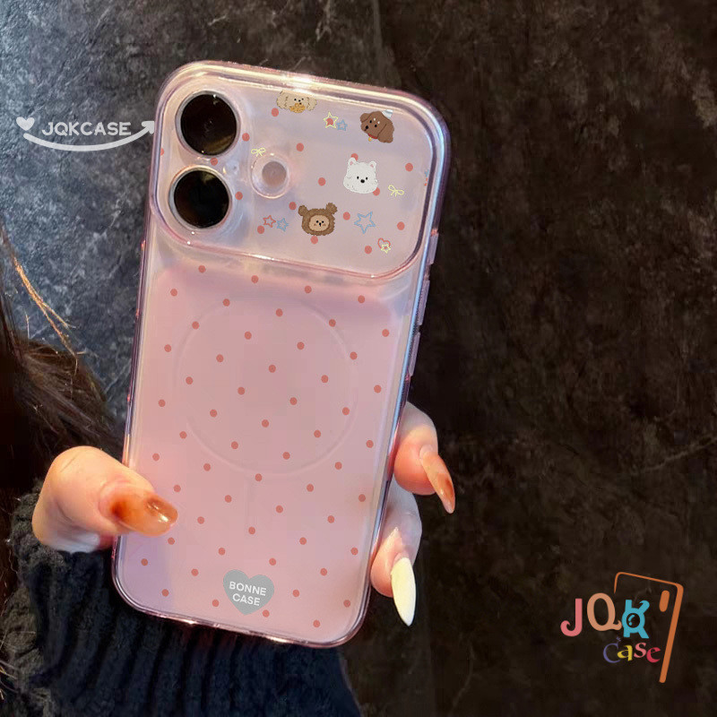 เคสไอโฟนผิวสกรีนบางเบา เคสนุ่มลายจุดหัวใจและสัตว์ สำหรับ iPhone 12 13 Pro Max 17 11 15 Pro 16 14 Plus ลายมินิมอล ลายจุด