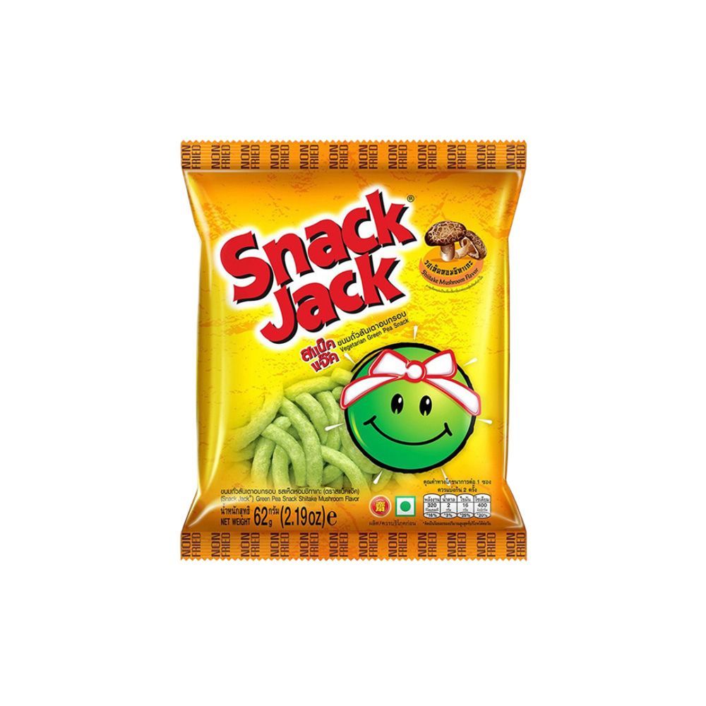 [สินค้าส่งด่วน] สแน็คแจ็คขนมถั่วลันเตาอบเห็ดชิทาเกะ 62ก. SNACK JACK SHIITAKE MUSHROOM FLAVOUR 62G