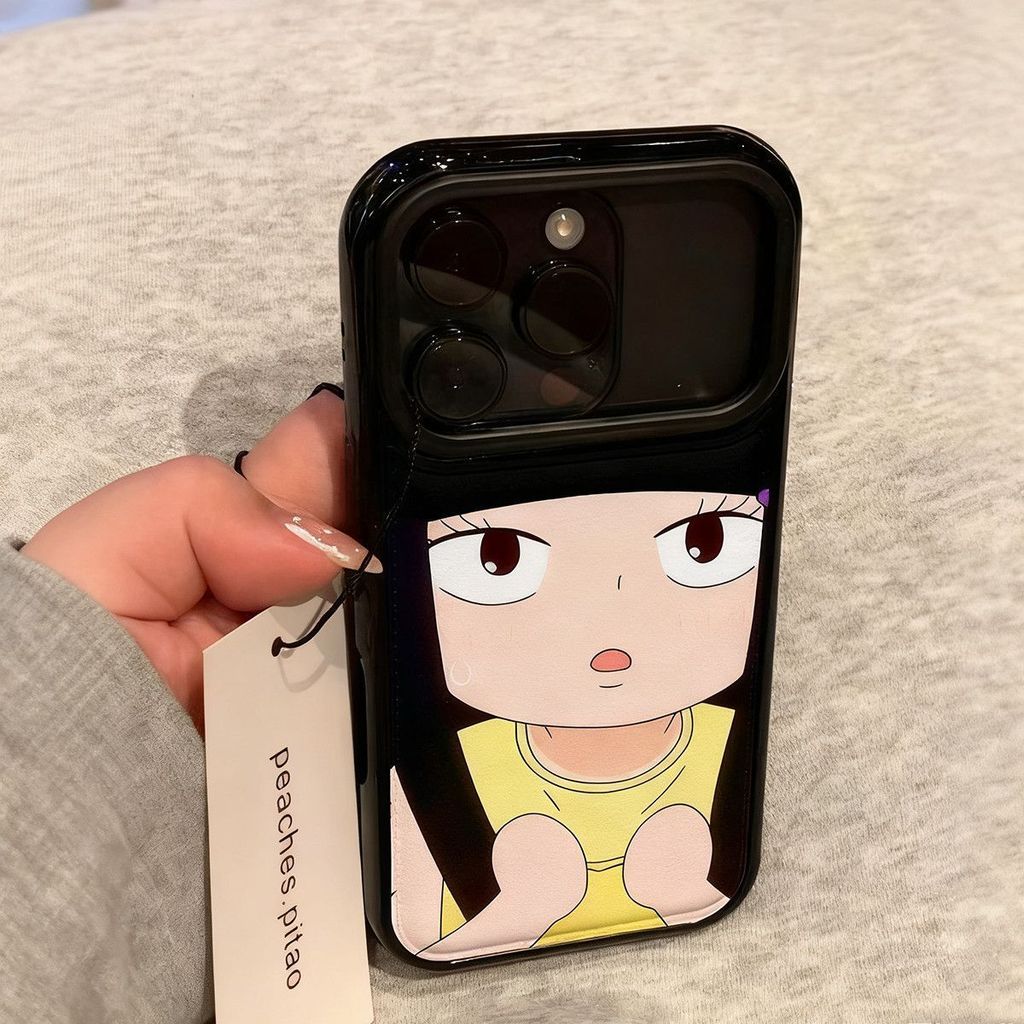 Kurosuma Shuangzi เหมาะสําหรับ Apple 15PROMAX เคสโทรศัพท์กันกระแทก IPhone17 รูขนาดใหญ่ 16/13 Air Cushion 11/12 เคสโทรศัพท์