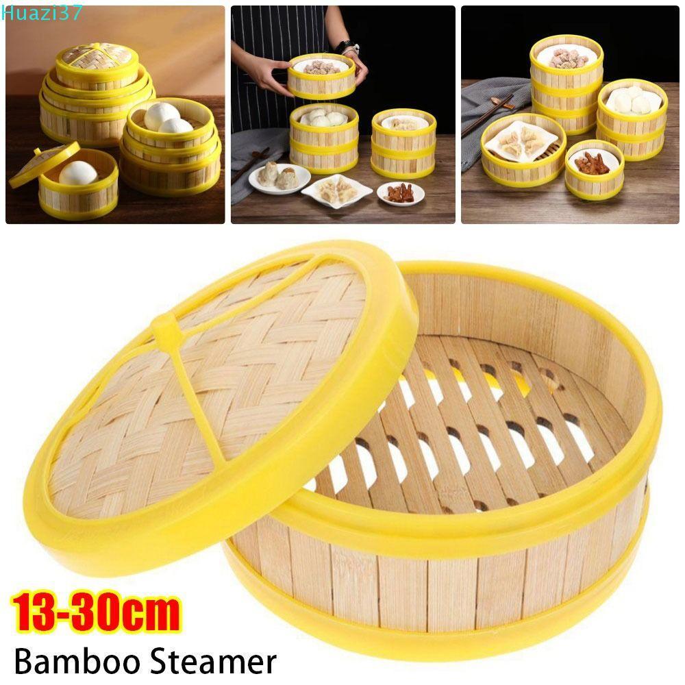 COMAME หม้อนึ่งไม้ไผ่ 1 ชิ้น, 13-30 ซม.พร้อมฝาปิดตะกร้านึ่ง, ทนทาน Handmade Multi-function เครื่องครัวครัวอาหารจีน