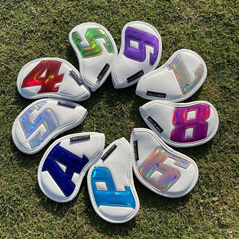 Premium Club Cover Golf Iron Set Club Cover Club Head Cover Iron Cover Ball Head Cap Cover a Set 9 ช
