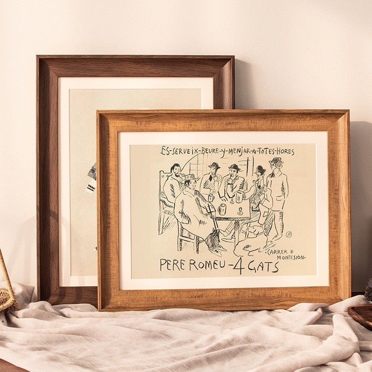 สีน้ํา Retro กรอบรูป Sketch ภาพวาดไม้ Four เลียนแบบกรอบกระดาษแขวนผนังปริศนาภาพวาดสีน้ํามันติดตั้ง a3