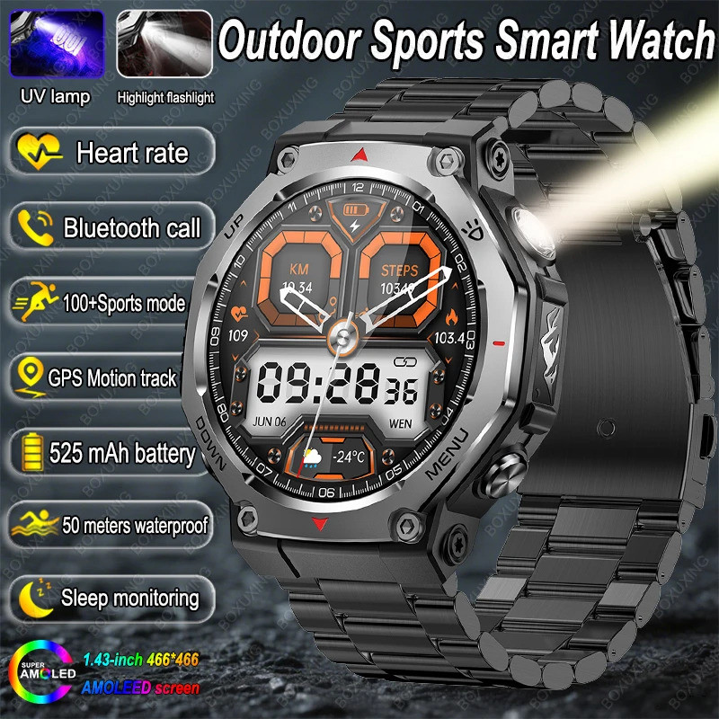 ใหม่ทหาร T-Rex 3 Ultra สมาร์ทนาฬิกาผู้ชาย AMOLED กันน้ํา GPS กีฬา Motion Track Heart Rate บลูทูธสมาร์ทนาฬิกา