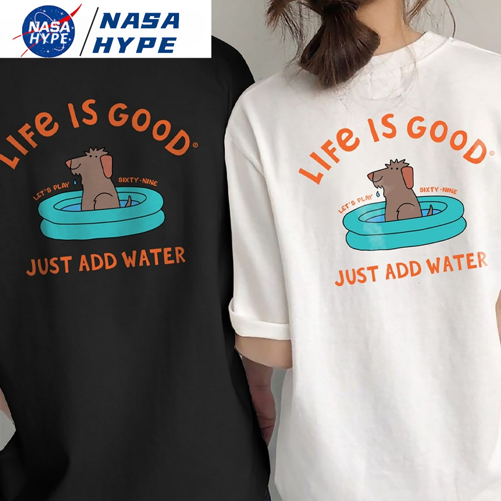 เสื้อยืดผ้าคอตตอน ผ้าฝ้าย 100% ไม่ต้องรีดผ้า ระบายอากาศดี M-3XL พิมพ์ลาย " Life is good " พร้อมส่ง