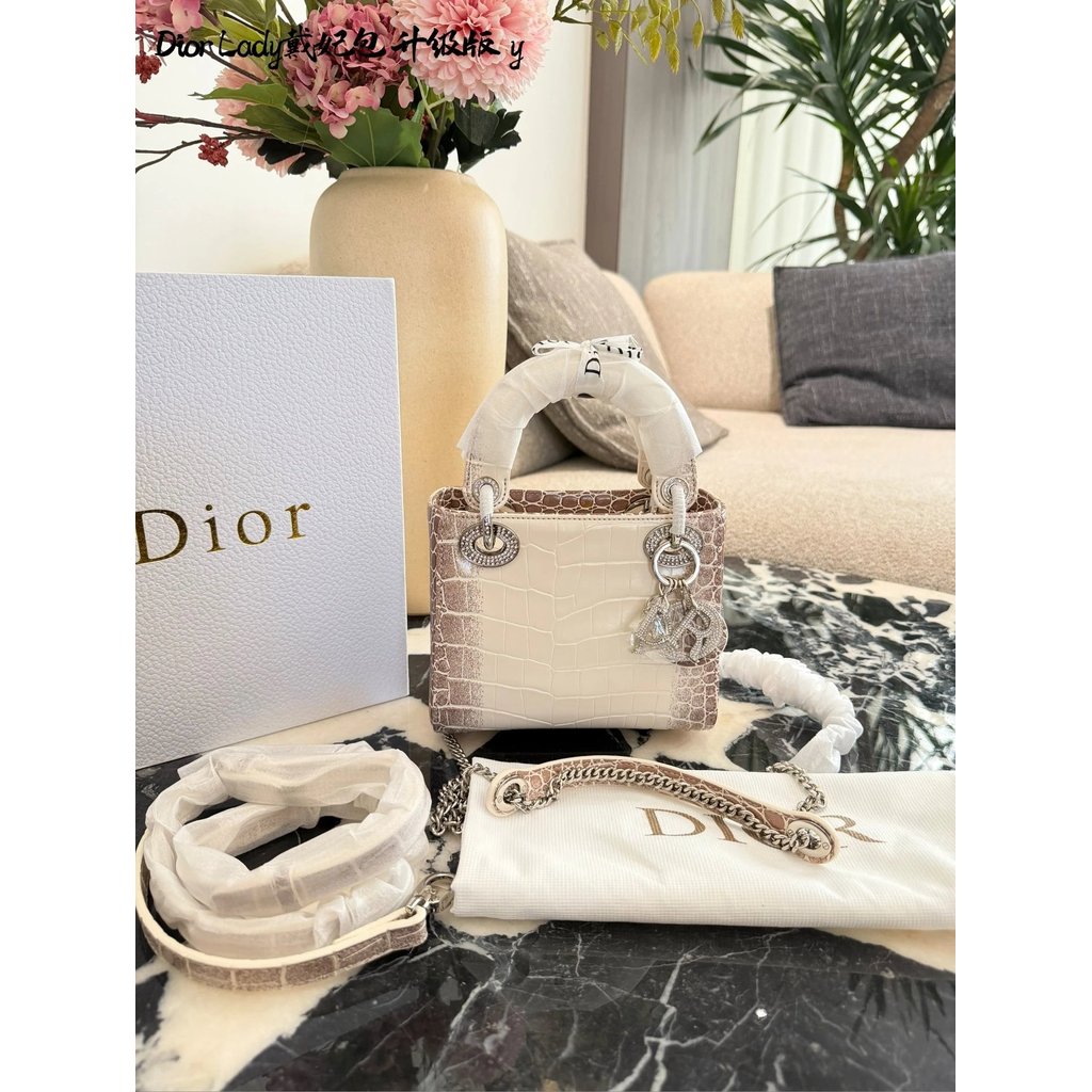 Dior lady หนังจระเข้หิมาลัย Dior lady Bag Made of Six Hundred Round Bright Cut Diamond Nails, Body W
