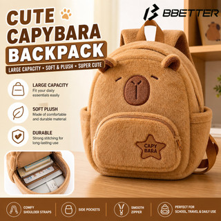 Cute Cartoon Capybara Backpack Women Large Capacity Stuffed Animal Travel School Bag Plush Backpack