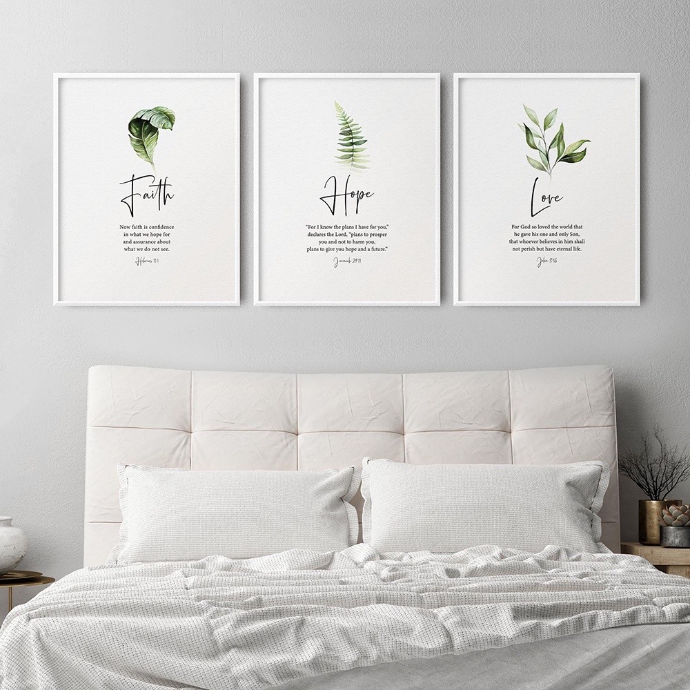 Faith Hope Love Christian คําคมผ้าใบภาพวาดโปสเตอร์พิมพ์ Wall Art Home Decor