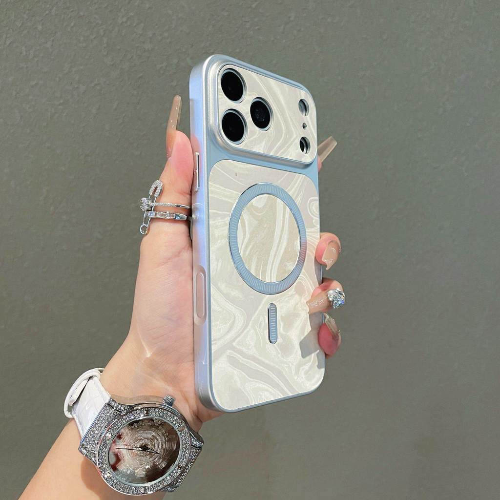 หรูหรา Ripple แม่เหล็กไฟฟ้าเคสโทรศัพท์สําหรับ iPhone 11 12 13 14 Plus 15 16 17 Pro Max กันกระแทกกันชนกลับกรณีฝาครอบ