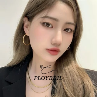 PLOYBRIL เดรช เข็มเงินวงกลมเรขาคณิตต่างหูโลหะยุโรปและอเมริกาโอ้อวดออกแบบต่างหู E083