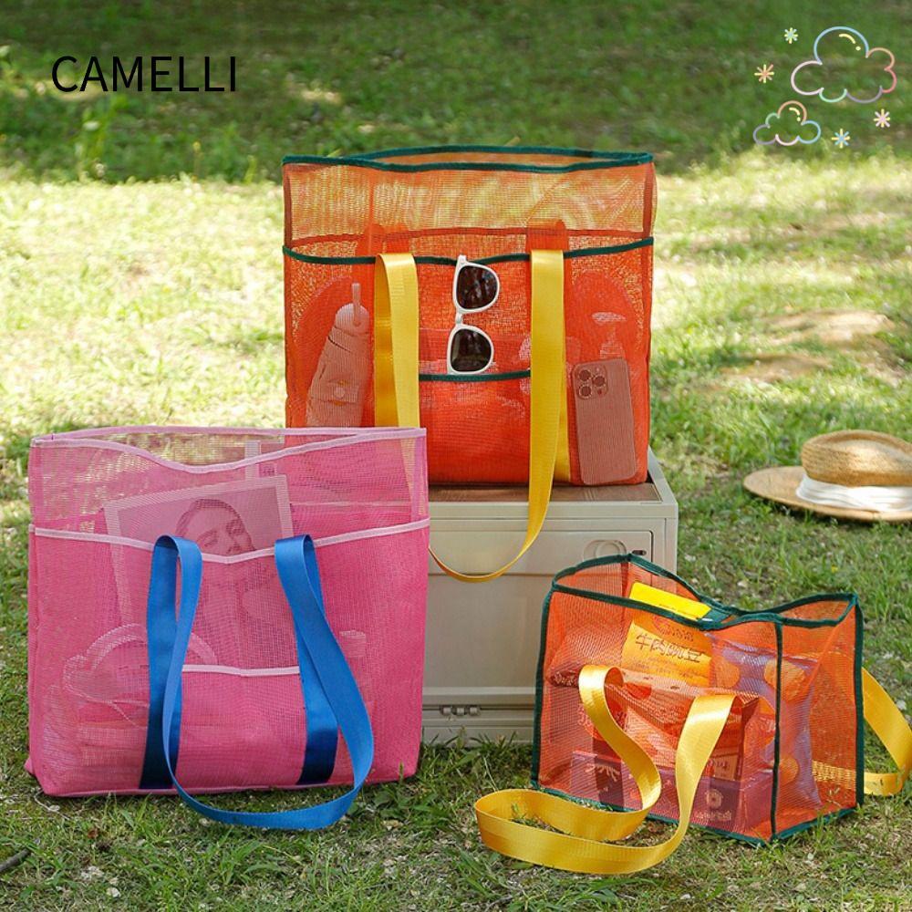 กระเป๋าตาข่าย CAMELLI, กระเป๋าเก็บของแบบใช้ซ้ําได้แบบตั้งโต๊ะความจุขนาดใหญ่, ที่จัดระเบียบเครื่องสําอางสําหรับผู้หญิงหลายสไตล์