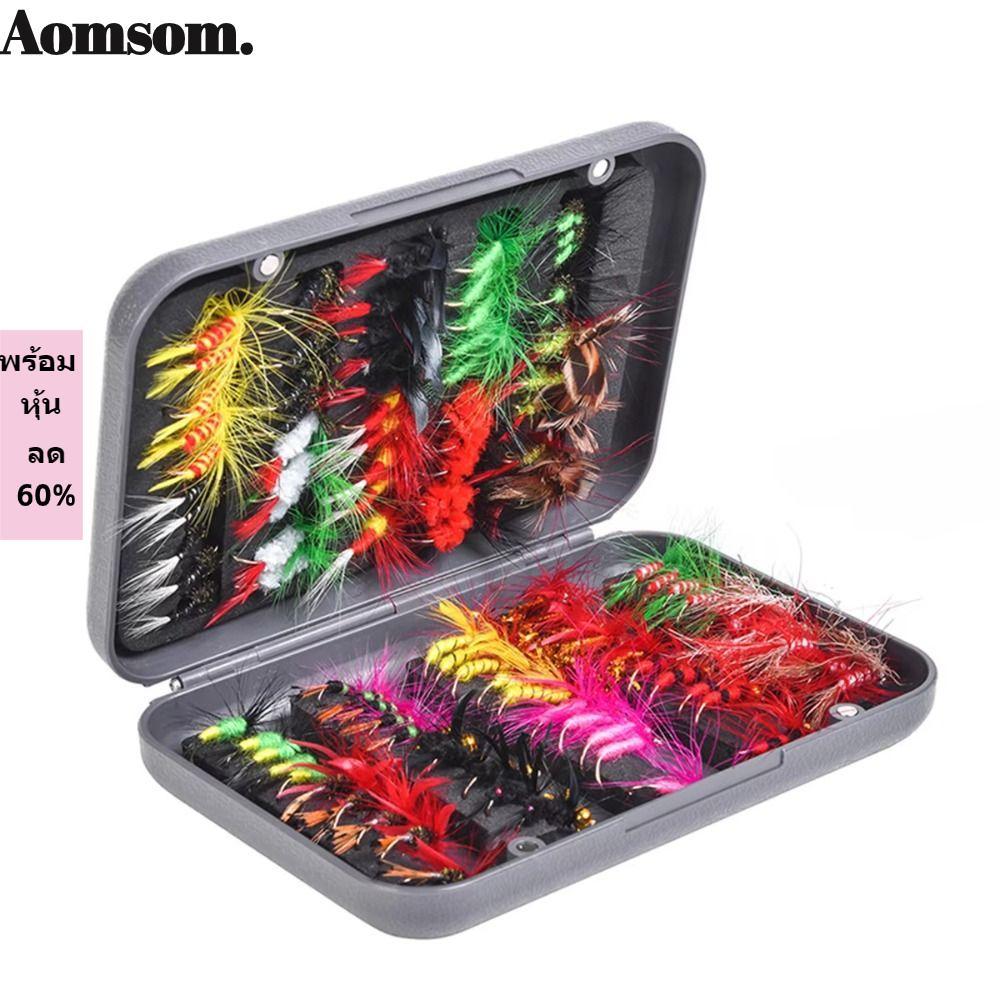 AOMSOM Fly Trout Fishing Lures, Bionic Bait Swimbaits Fly Fishing Fly Kit, Treble Hooks แมลง Crank ป