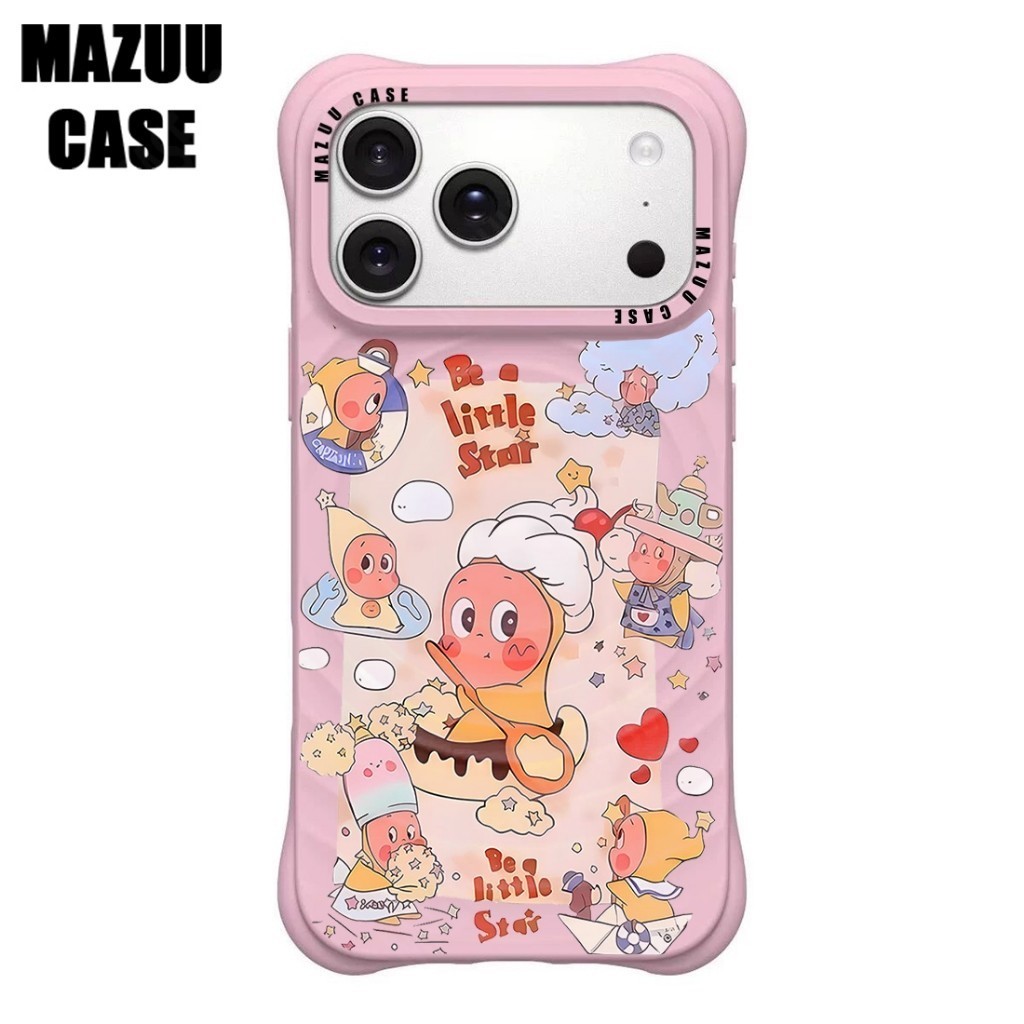 เคสไอโฟน ซิลิโคนสีชมพู แม่เหล็ก กันกระแทกมุม ลายการ์ตูน TwinkleTwinkle Be a Little Star สำหรับ iPhone 17 16 15 14 13 12