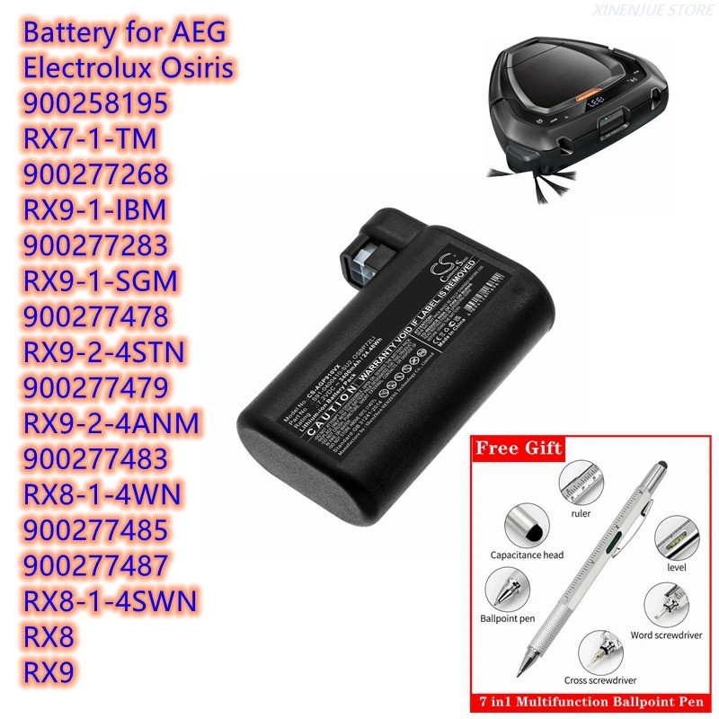 เครื่องดูดฝุ่นแบตเตอรี่ 2000mAh/3400mAh OSBP72LI สําหรับ AEG RX7-1-TM,RX9-1-IBM,RX8,RX9,RX8-1-4SWN,R