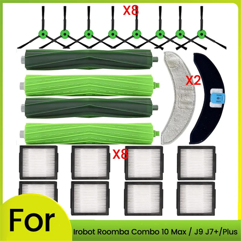สําหรับ IRobot Roomba Combo 10 Max J9 J7 +/Plus เครื่องดูดฝุ่นอะไหล่ Moping Pad แปรงด้านข้างกรองแปรง