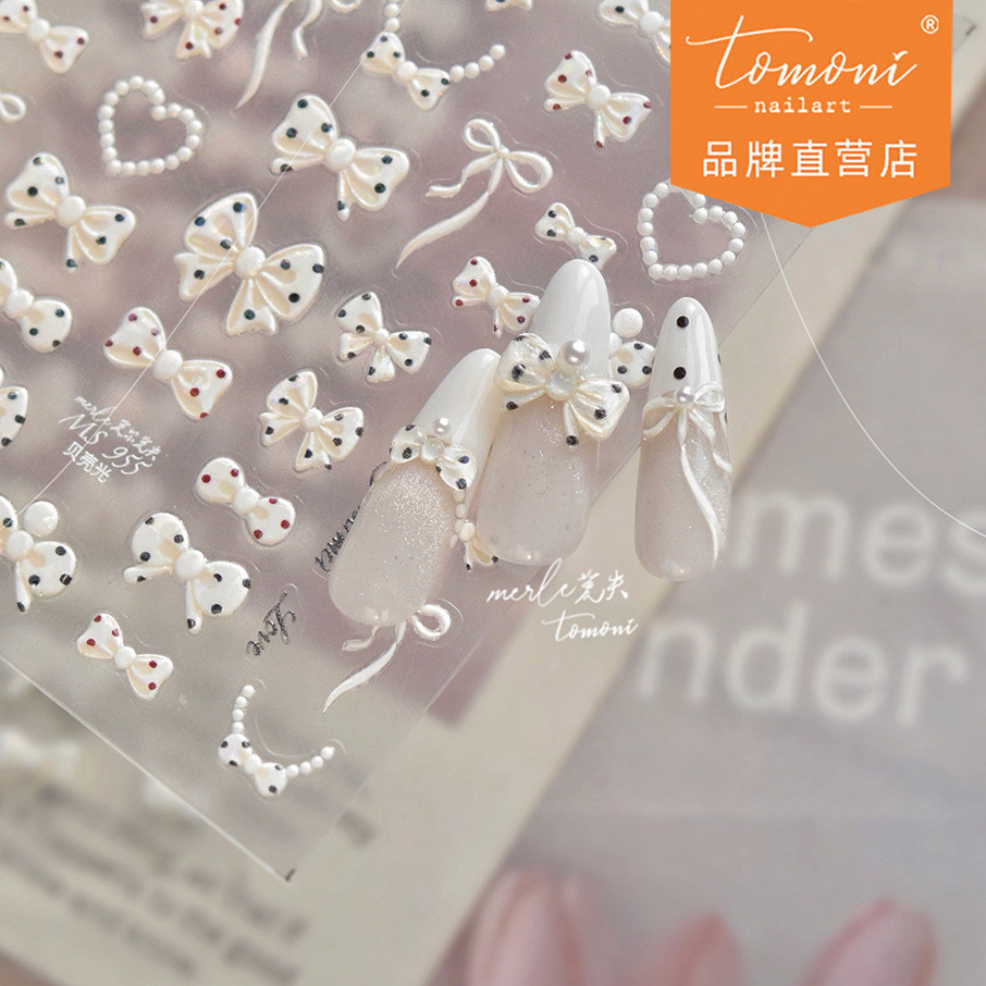[Meow.Sensei] tomoni & Mo Lost Shell Light Nails Sticker Fresh Modern Simple Nail Sticker Bow Full Sticker Material