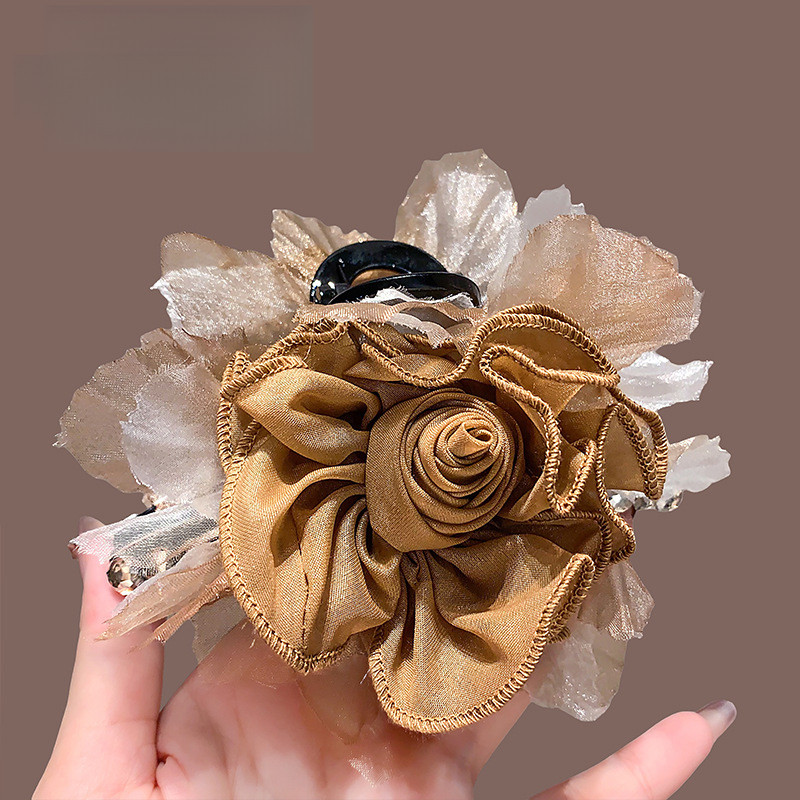 Retro Big Flower Clip กิ๊บติดผม All-Match Back Head Clip Full Plate กิ๊บติดผม Shark Clip Accessories