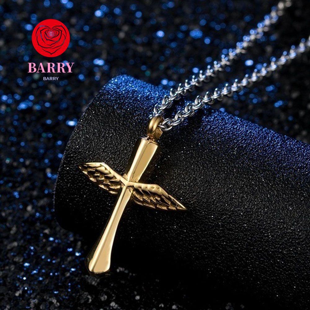 BARRY Urn สร้อยคอสแตนเลสแฟชั่นอนุสรณ์ 1 ชิ้น Angel Wings Vial จี้