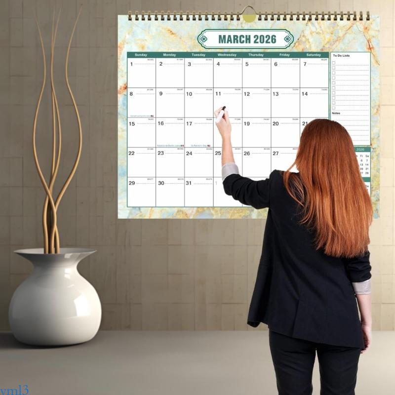 Yml3 2026-2027 Wall Calendar Planner Unlined Daily Blocks 18 เดือนจาก Jan 2026 ถึง Jun 2027 สําหรับ 