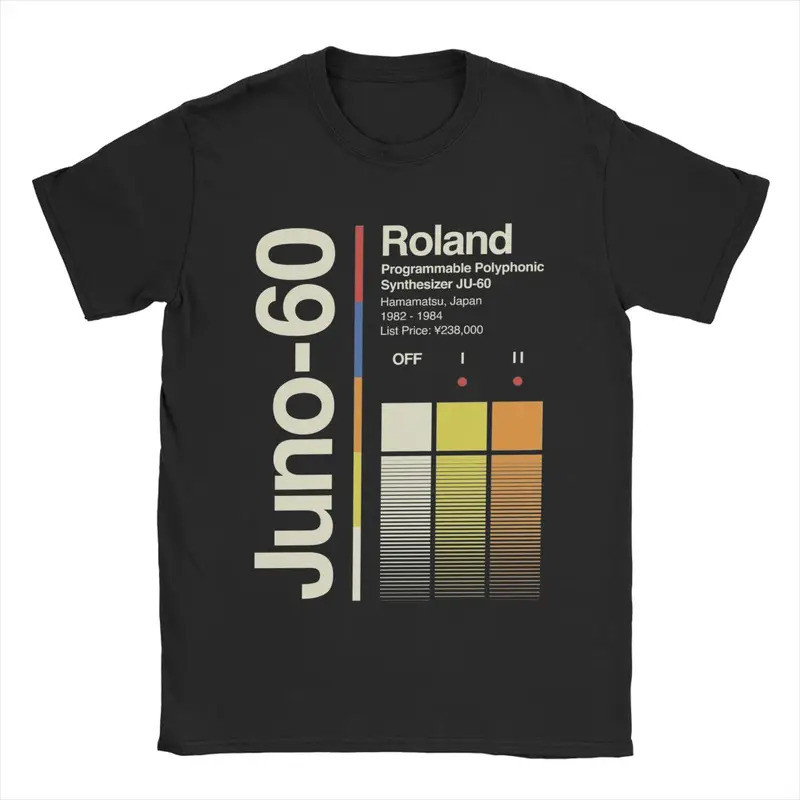 เสื้อยืด Juno 60 Vertical Roland สำหรับผู้ชาย ผ้าฝ้าย เสื้อยืดลายแปลกใหม่ คอกลม แขนสั้น ของขวัญวันเก