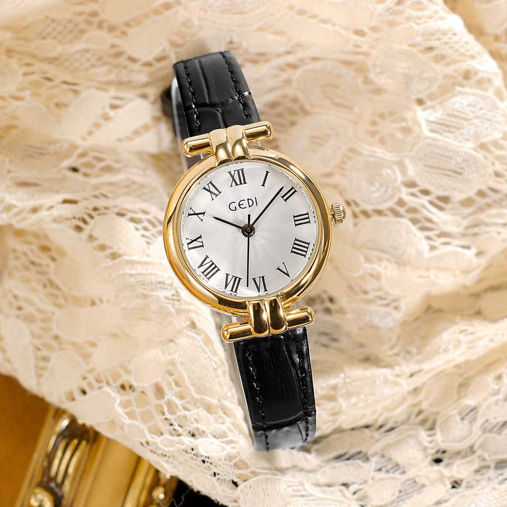 [จัดส่งในวันเดียวกัน] Goethy Retro Roman Womens Watch Simple High-value Belt Quartz Student Watch La