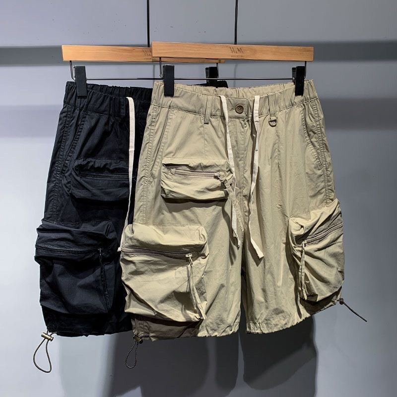 2023 Youth Pocket Overalls กางเกงขาสั้นผู้ชายบางกางเกงห้าจุดสบายๆNon-ironing Quick-Dryingหลวมยอดนิยมกลาง505111.5#