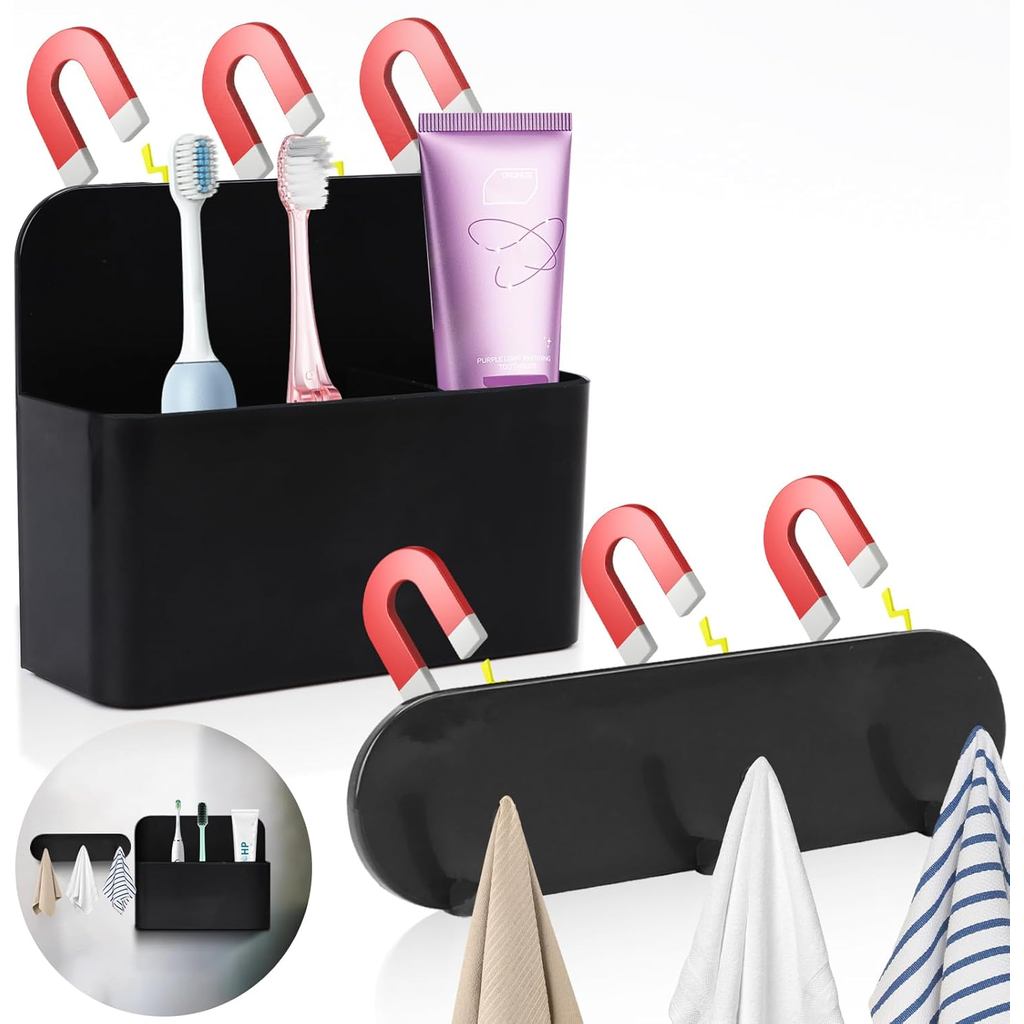 ที่ใส่แปรงสีฟันติดผนังแบบแม่เหล็กพร้อมตะขอแม่เหล็กสําหรับ Cruise เรือ Essentials 2025- ไม่ต้องเจาะสํ