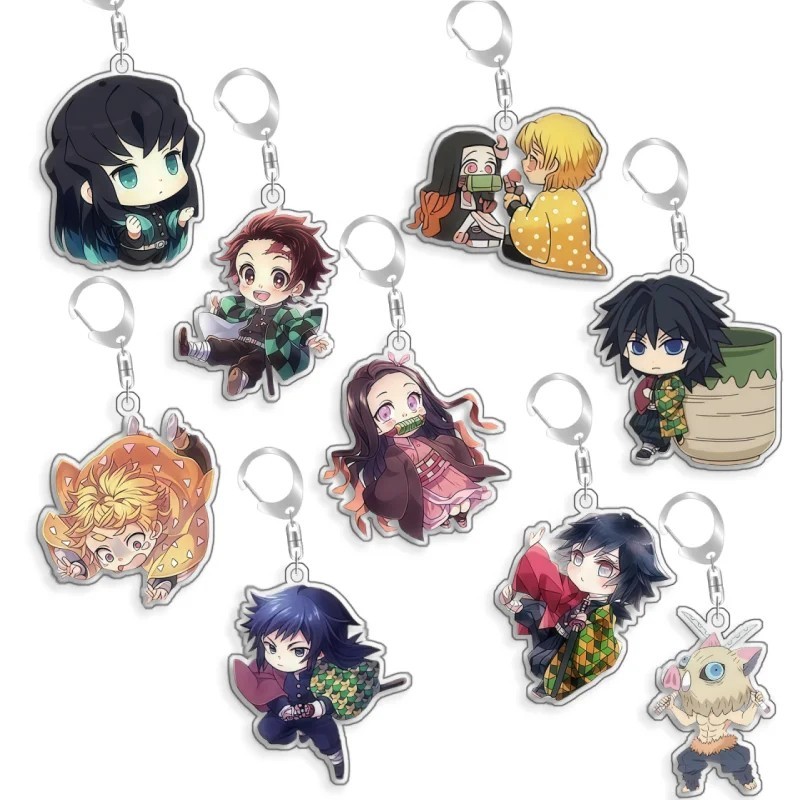 Kimetsu no Yaiba Demon Slayer Sword พวงกุญแจ micha อะคริลิค chibi Tanjiro Nezuko Zenitsu Muichiro Gi