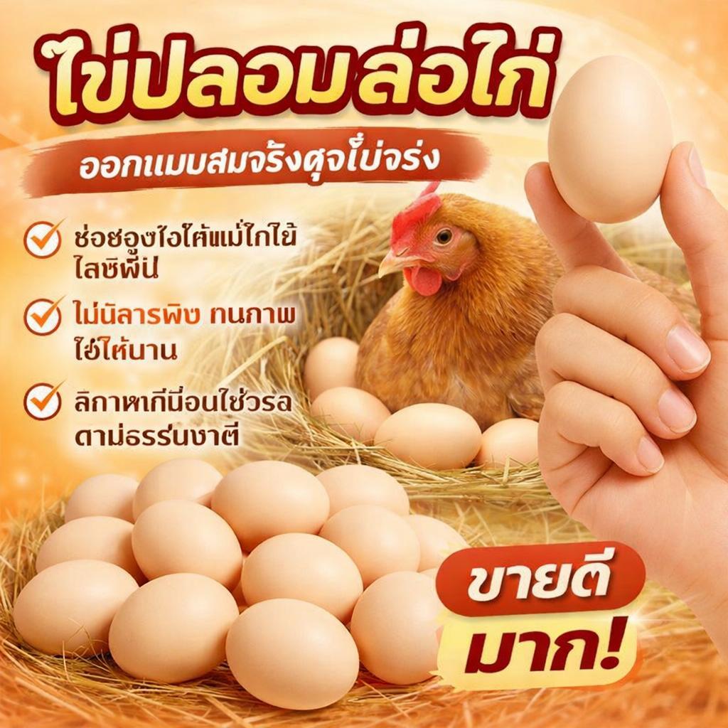 ไข่ปลอม ไข่ไก่ปลอม 5 ฟอง อุปกรณ์เลี้ยงไก่ พลาสติก เหมาะสำหรับรังไก่