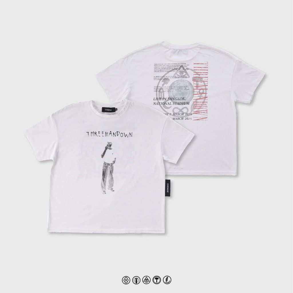 เสื้อ Three man down F*ck Distressed ไซส์M