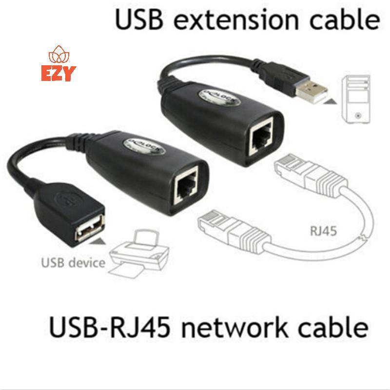 EZY USB Extension Ethernet RJ45 Cat5e/6 สาย LAN Adapter Extender Over Repeater ชุดใหม่