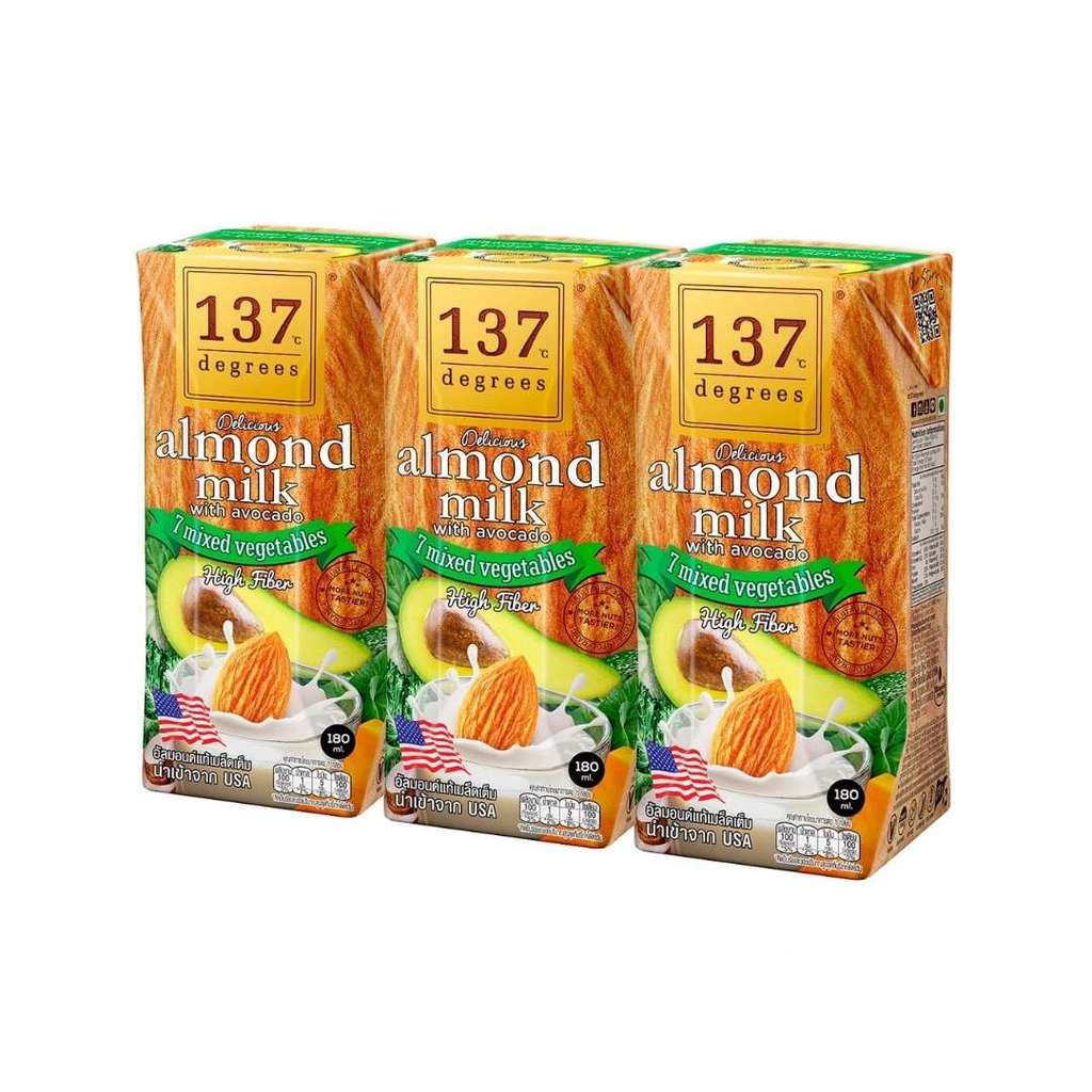 137ดีกรี นมอัลมอนด์สูตรอโวคาโดและผักรวม7ชนิด 137 Almond Milk Avocado 540ml. Pack3