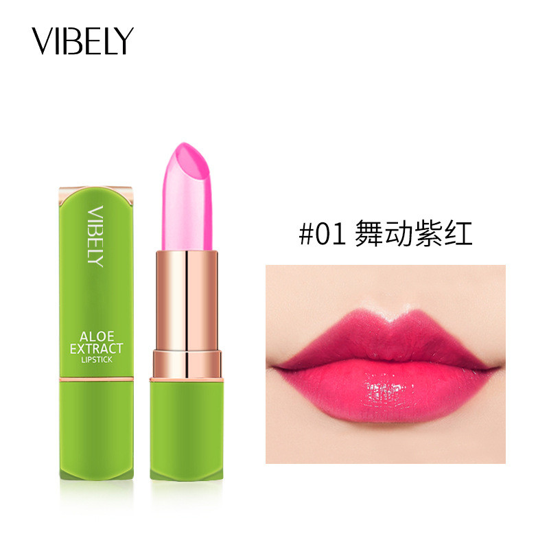 Aloe Vera Moisturizing อุณหภูมิเปลี่ยนสี Jelly ลิปสติก Lip Gloss Lip Care Lip Care Lip Balm แต่งหน้า