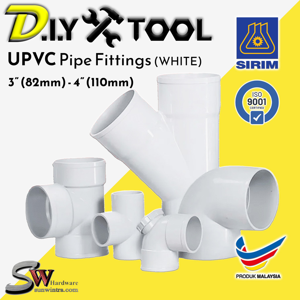FITTING PIPE UPVC / uPVC FITTING / CONNECTOR สีขาว 82mm / 110mm