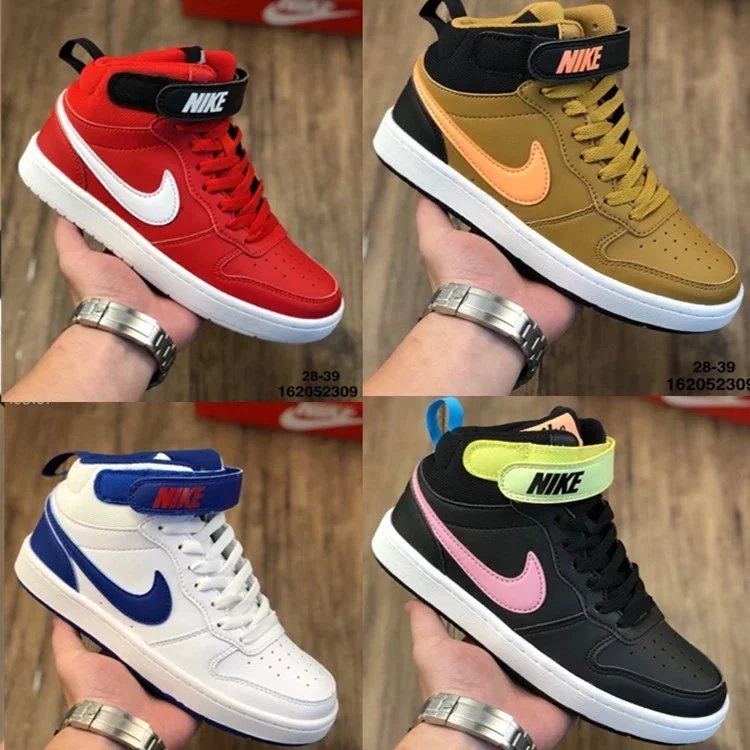 รองเท้าเด็ก AF1 Air Force High-Top สำหรับเด็กและวัยรุ่น หนังแท้นุ่ม
