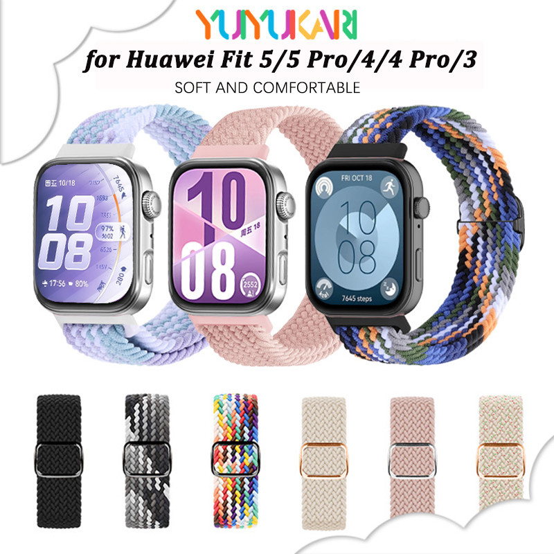 สายไนล่อนถักสำหรับ for Huawei Watch Fit 5 4 3 / 5 Pro สายรัดข้อมือกีฬายืดหยุ่นสำหรับ for Huawei Fit 3/4/4 Pro