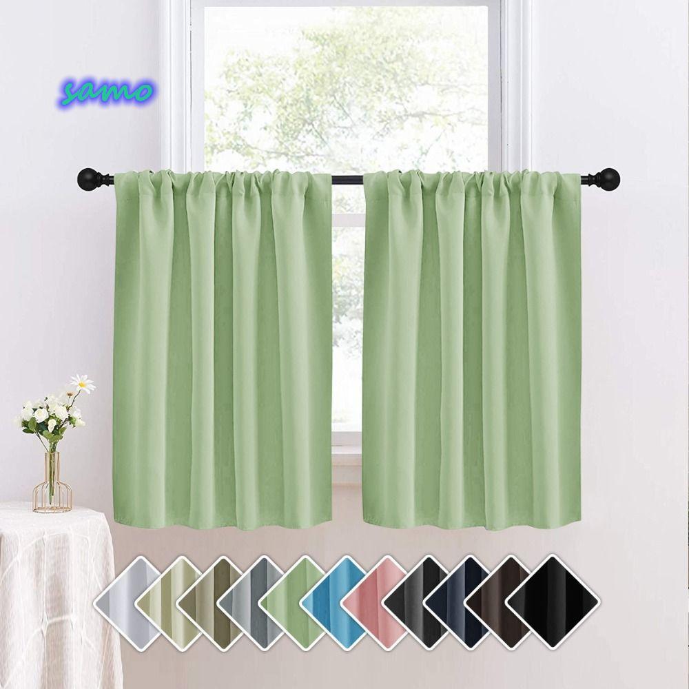 SAMO ผ้าม่านชั้นสั้น, ซักได้ Pure Color Short Blackout Curtain, Hot Durable for Small Window Treatme