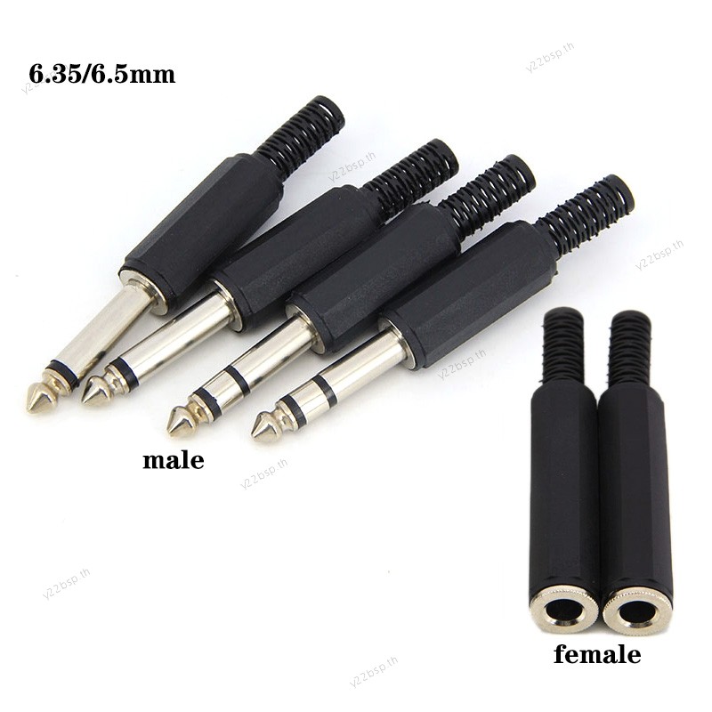 6.35MM Mono/Stereo audio jack ปลั๊ก 6.5 6.35 ชายหญิง Socket Connector เชื่อมบัดกรีแจ็ค HeadPhone สเตอริโอ 1/4 "6.5 มม.เสียง 22TH1