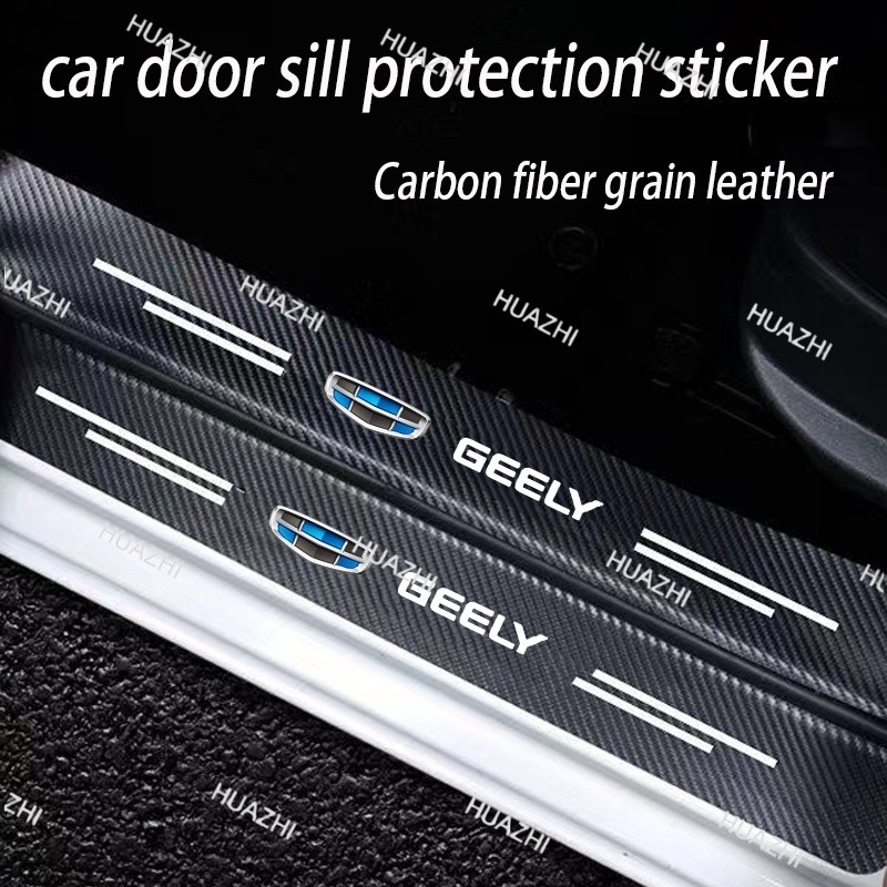 ZC Geely รถประตู Sill Protector คาร์บอนไฟเบอร์ Anti-Stepping สติกเกอร์สําหรับ Geely Okavango อุปกรณ์เสริม Coolray Azkarra Emgrand รถจัดแต่งทรงผม