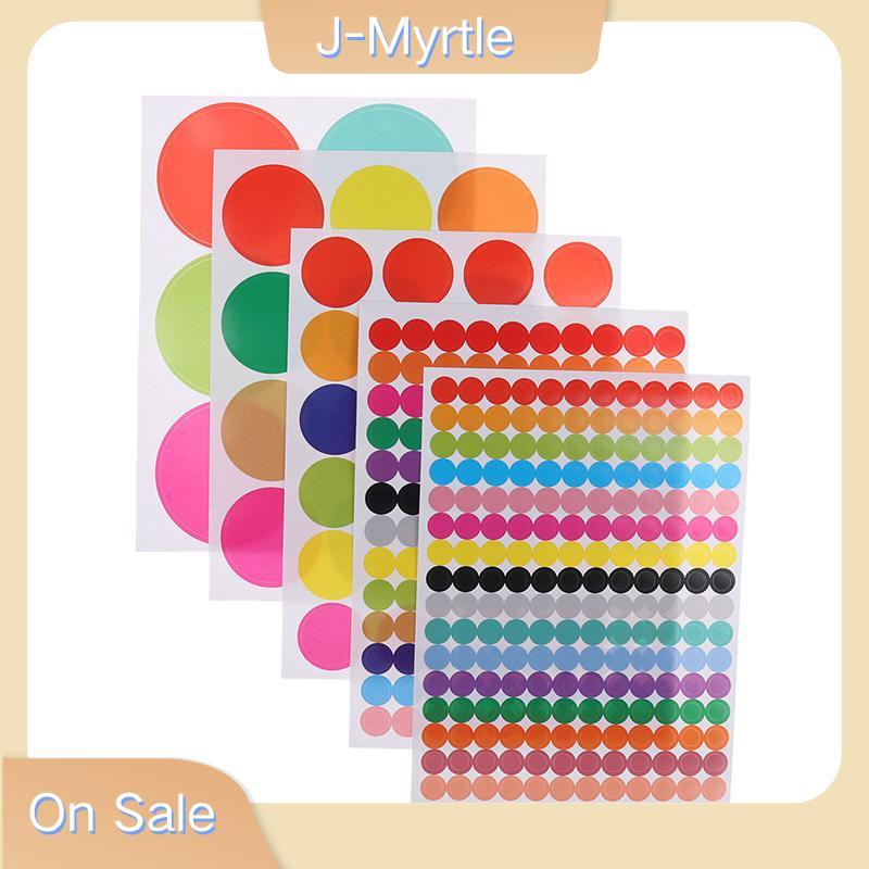 J-Myrtle 10 แผ่น Polka วงกลมสํานักงานห้องเรียนตกแต่งของเล่นไดอารี่ตกแต่งเครื่องหมาย Stier 6-45 มม.สี