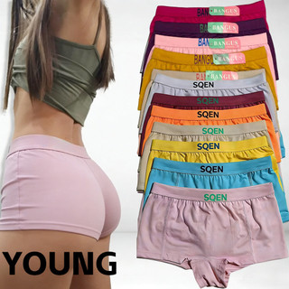 12pcs-6pcs Random Brand Plain Ladies' Boxer Briefs Comfort Cotton Underwear For Women Safety Panty