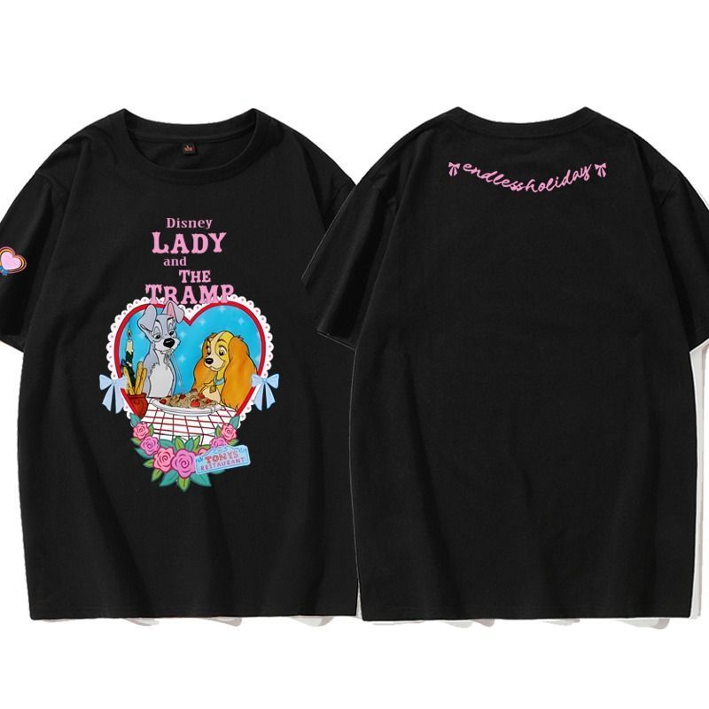 Lady and the Tramp เสื้อยืดแขนสั้นผู้ชายผู้หญิง 2026 Lady and the Tramp เสื้อผ้า 4.30