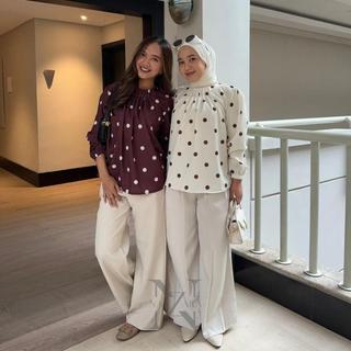 NAZZARA - PAULINA BLOUSE POLKADOT ATASAN WANITA HIJAB STYLE