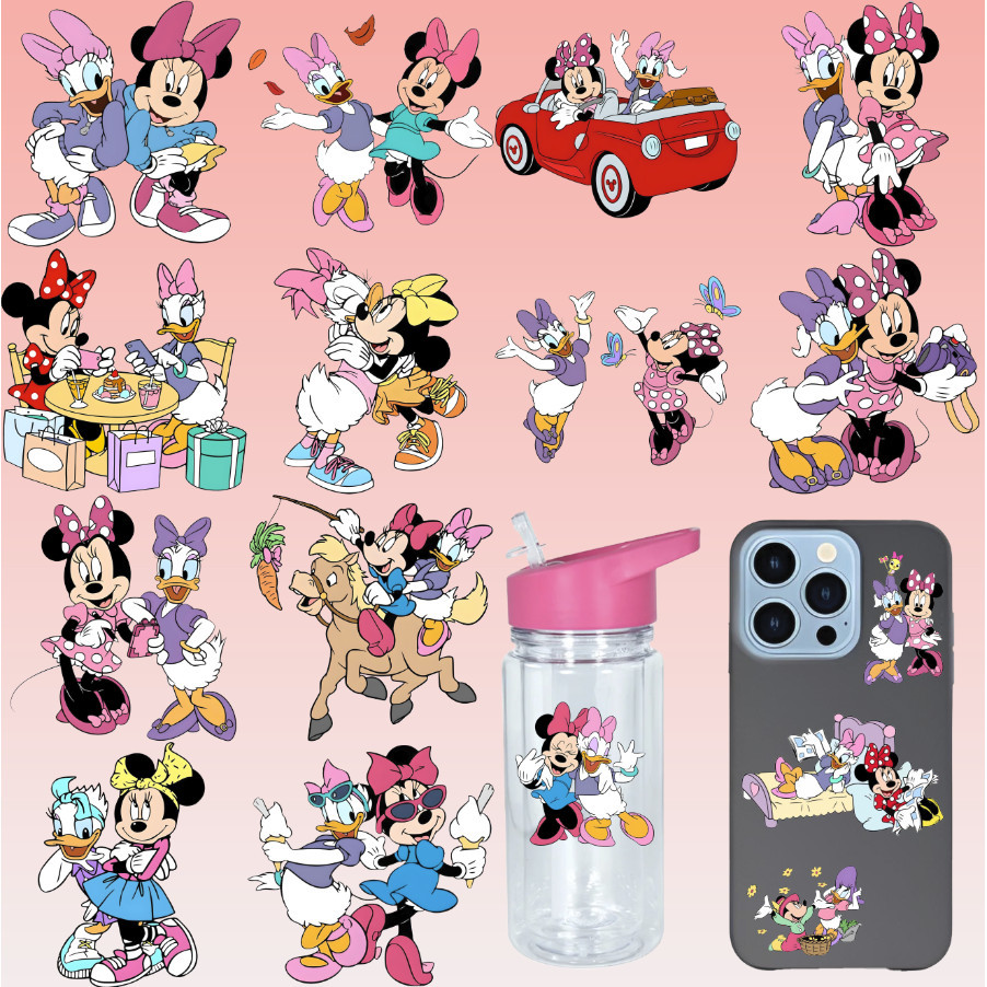 GEN741 MINNIE และ DAISY สติ๊กเกอร์คริสตัลกาว UV Transfer พิมพ์ DIY เคสโทรศัพท์แล็ปท็อปป้าย