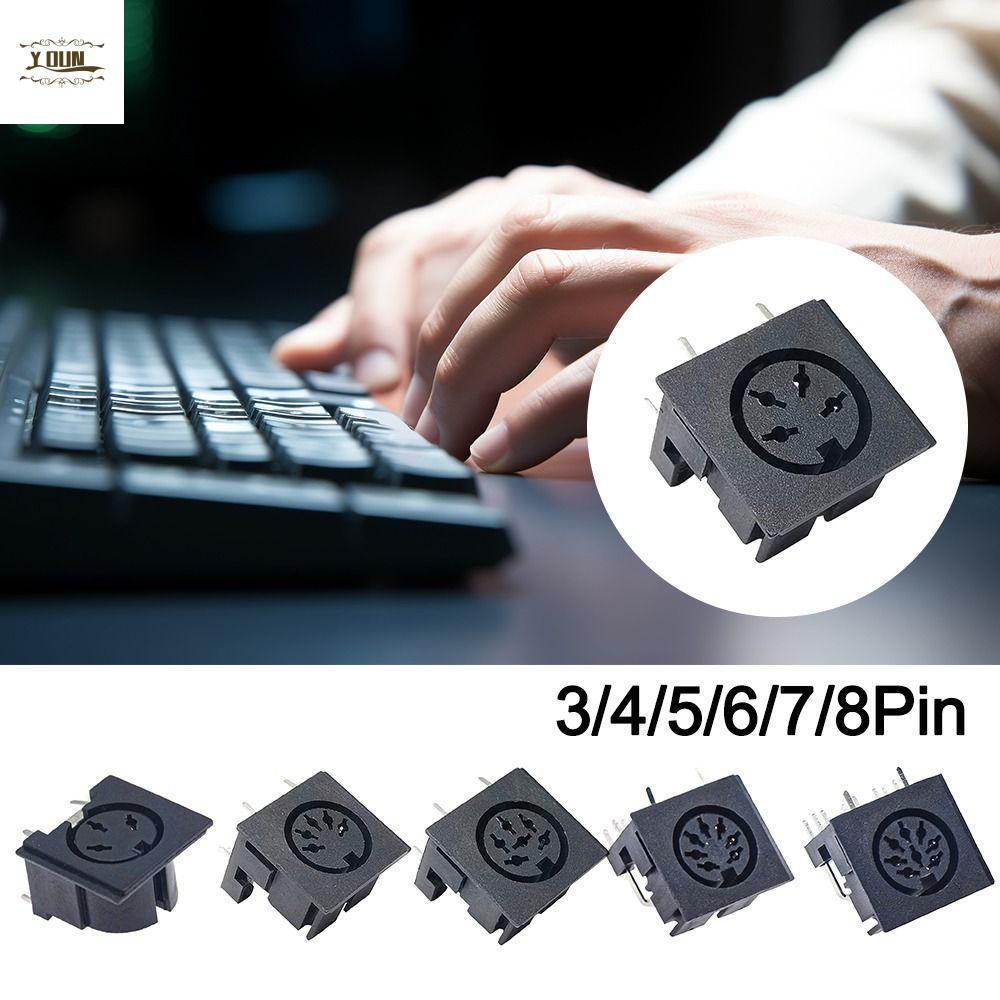 IIVEYOUNG DIN ขั้วต่อซ็อกเก็ตหญิง, 3 4 5 6 7 8 Pin Mini DIN Mini Jack, 3 4 5 6 7 8 ตําแหน่ง 4P/5P/6P/7P/8P PCB แผง Mount คีย์บอร์ดปลั๊กคีย์บอร์ดและซ็อกเก็ตเมาส์