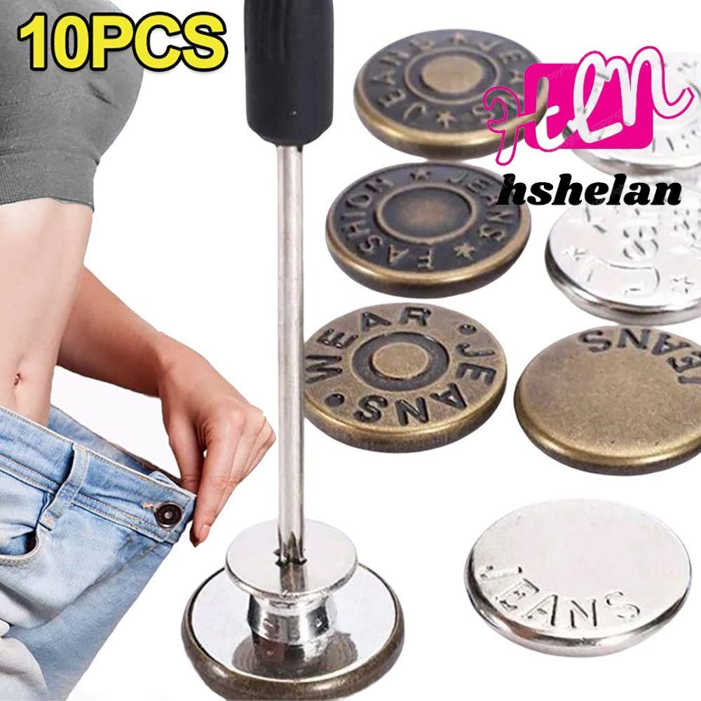 HHSHELAN 10 ชิ้น/แพ็คกางเกงยีนส์ปุ่ม,ไขควงอุปกรณ์เย็บผ้าเอว Extender ปุ่ม,ที่ถอดออกได้เสื้อผ้ากางเกงเล็บฟรี 17 มม.เอวหัวเข็มขัดกางเกงยีนส์ – โปรปัง