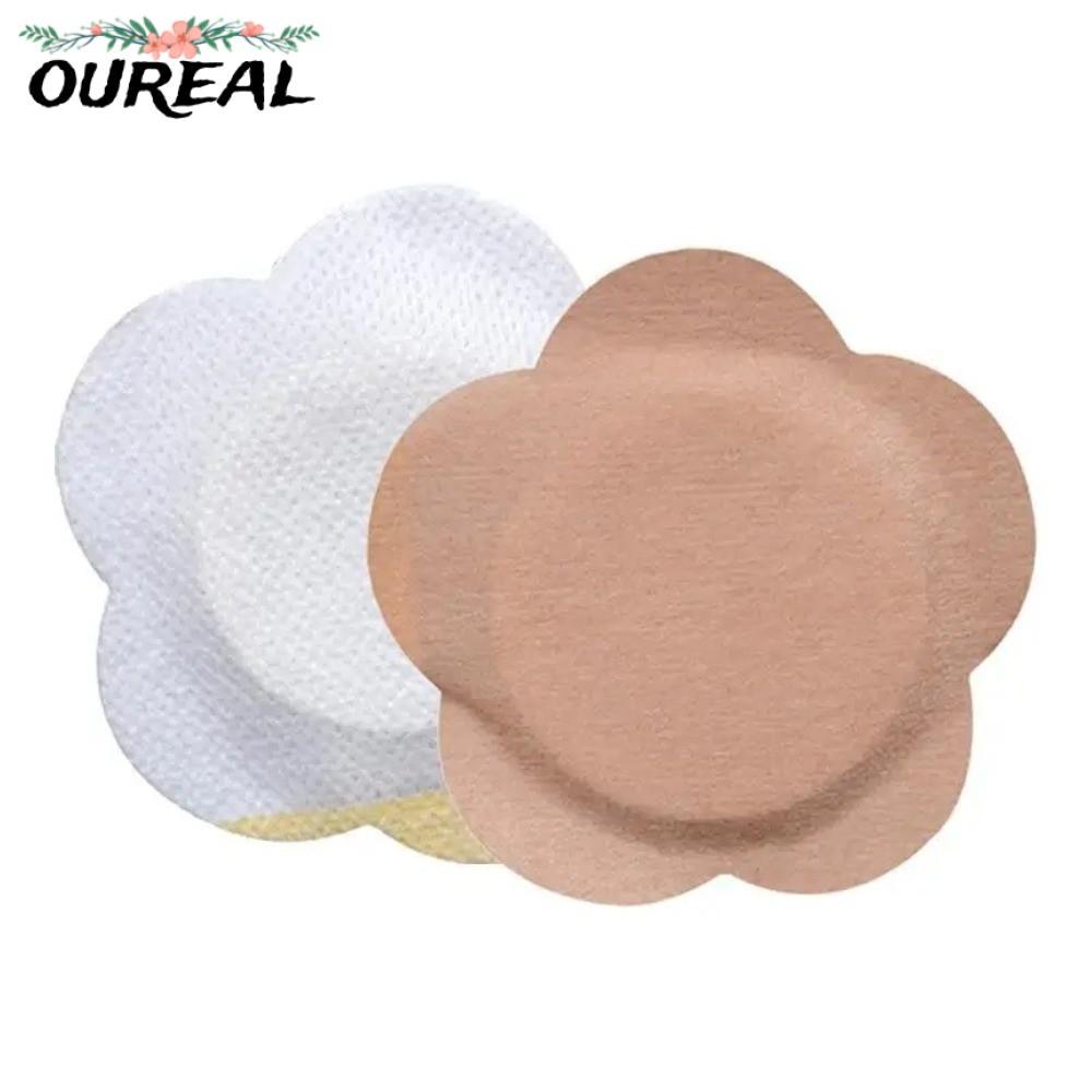 OUREAL 50 ชิ้น Castor น้ํามันแพ็คสติกเกอร์, Breathable Self-Adhesive ทิ้งสติกเกอร์สะดือ,ผ้าไม่ทอหน้าอกวางผู้หญิง