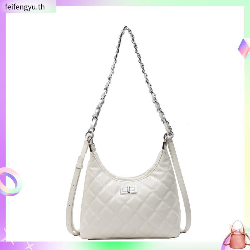 OWINKK Quilting Bag กระเป๋าสะพายไหล่ผู้หญิง กระเป๋าโซ่ สายปรับได้