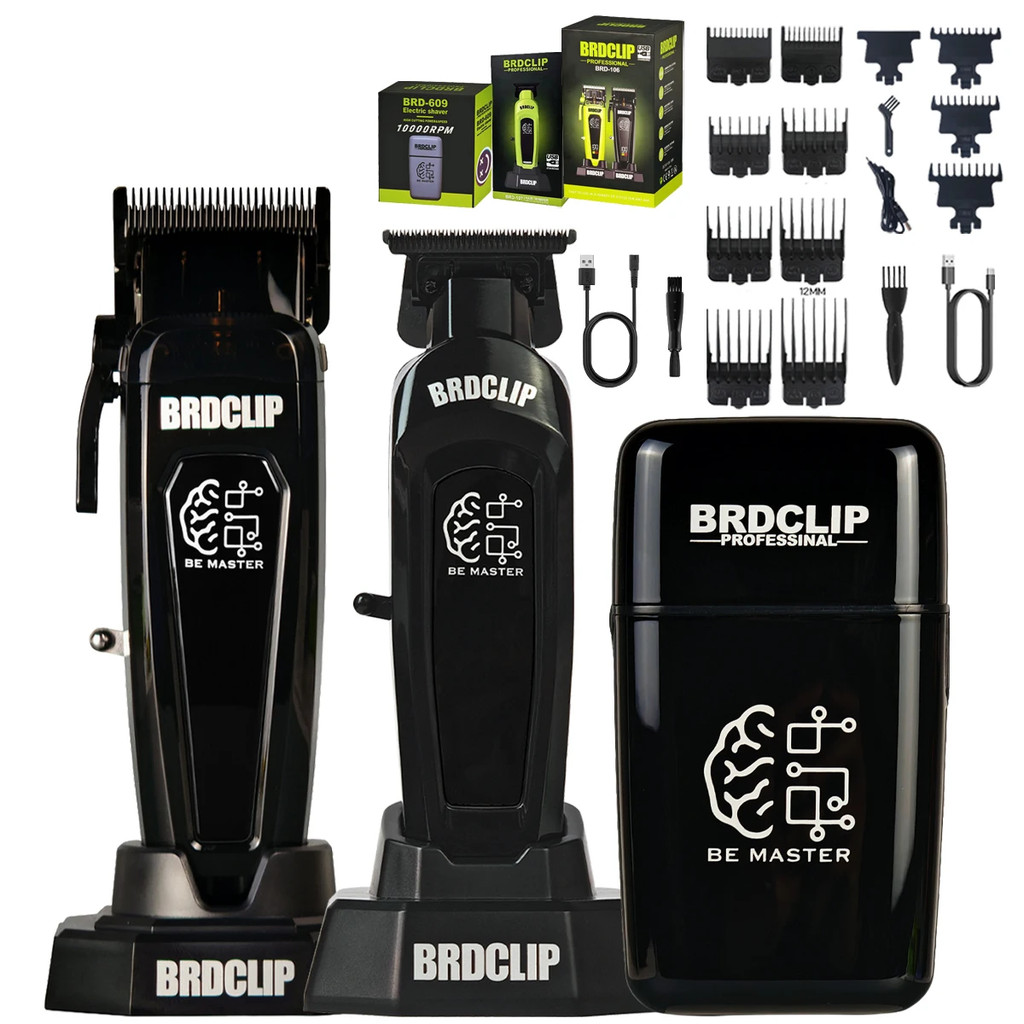 Professional BRDCLIP ปัตตาเลี่ยนผมไร้สายความเร็วสูงชุดมอเตอร์ 7500RPM DLC ใบมีด Trimmer 8000RPM ชาร์จ Salon เครื่องโกนหนวด 10000RPM